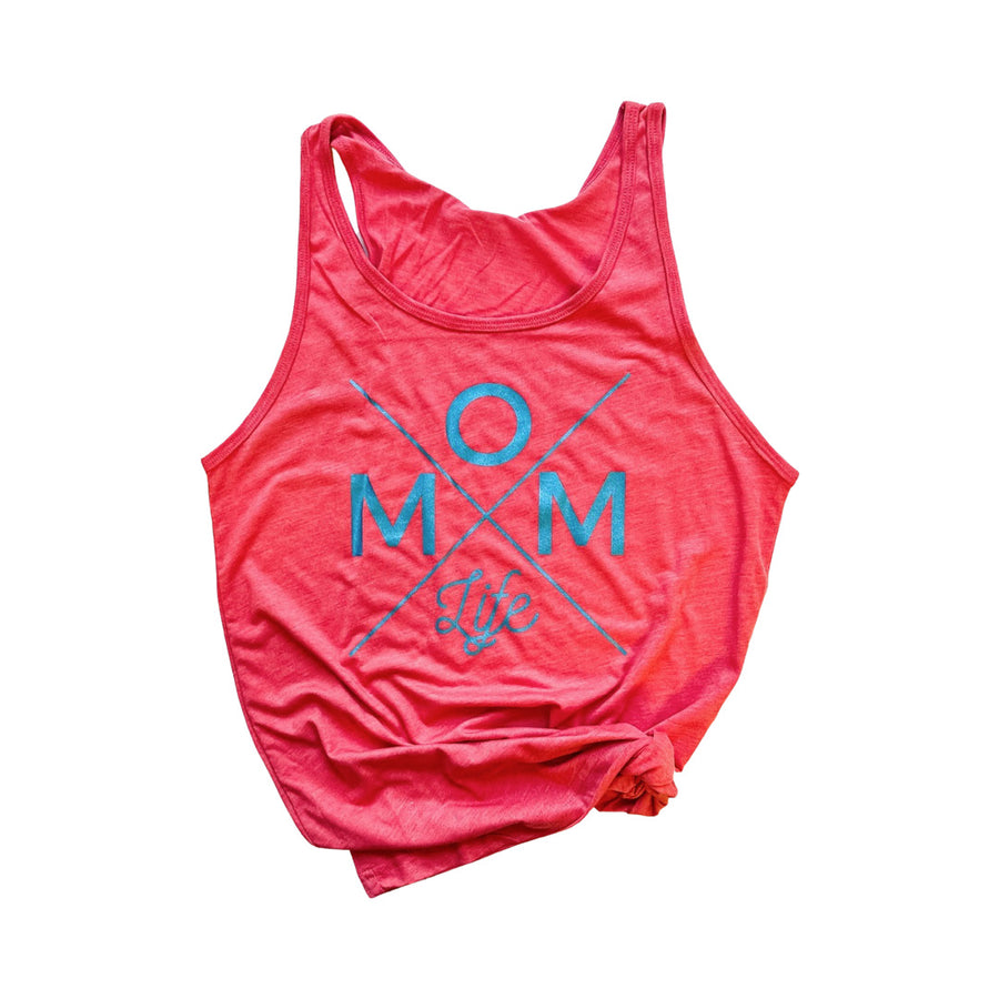 Mom X Life Red & Metallic Blue - June Tank