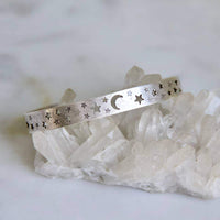 Silver Moon and Stars, Crescent Bangle Bracelet