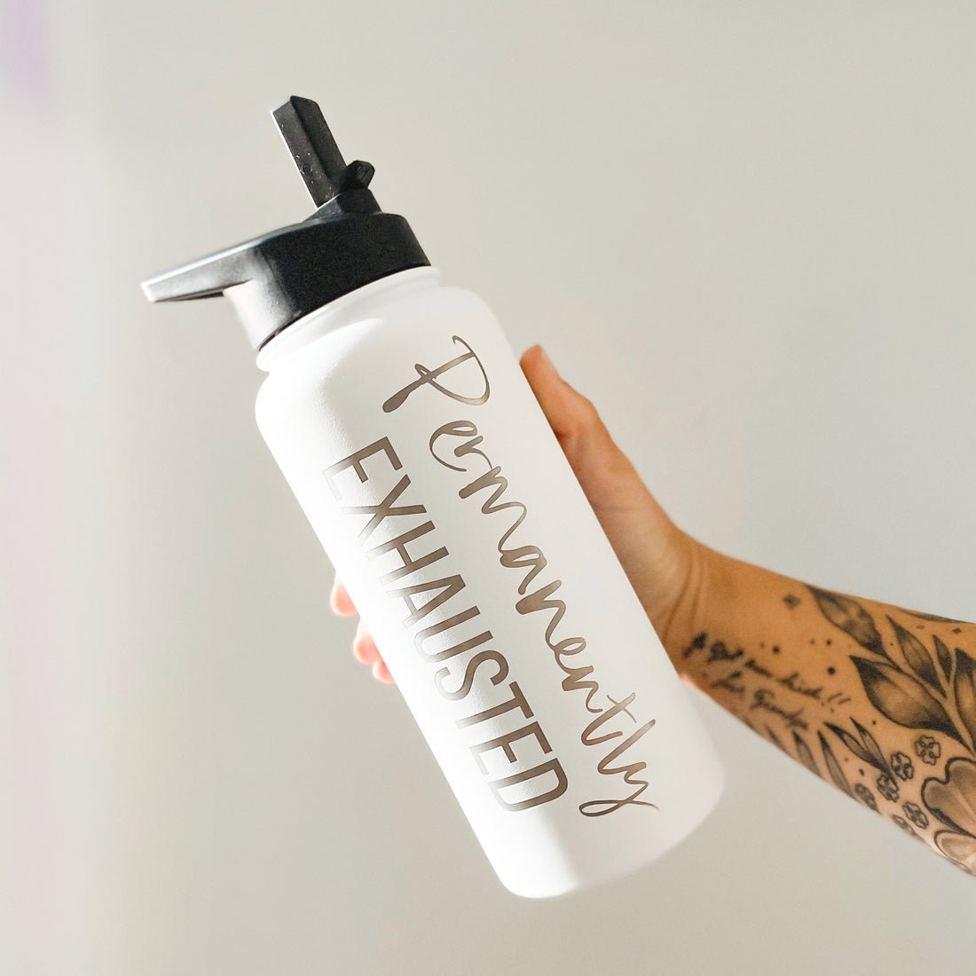 WHITE Permanently Exhausted 32oz Waterbottle