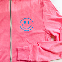 Good Vibes - Neon Pink Lana Lightweight Zip Up Hoodie
