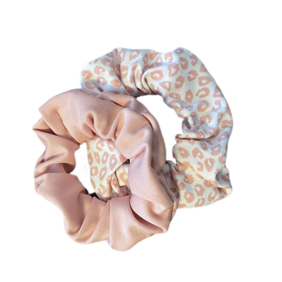 Pink + Leopard Handmade Scrunchie Set