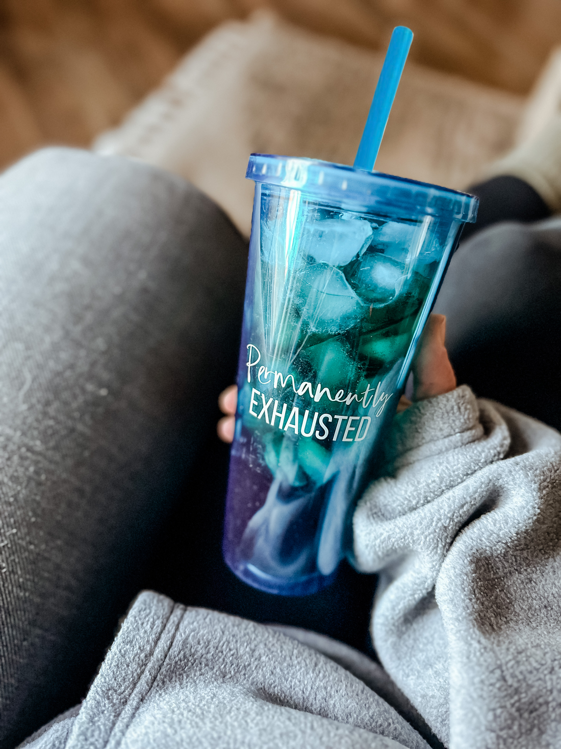 Permanently Exhausted Blue 20oz Tumbler