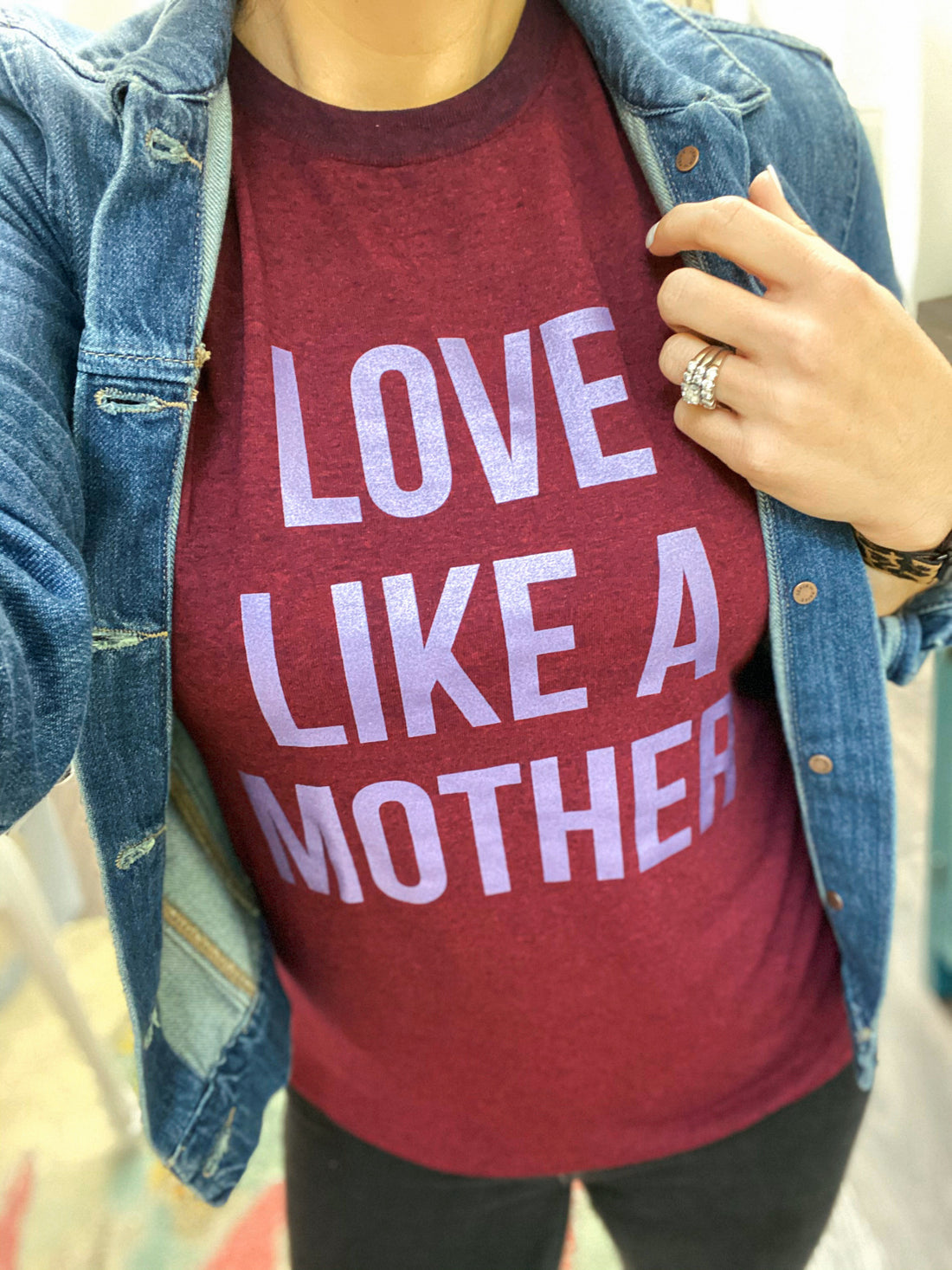 Love Like a Mother Burgundy Acid Wash Tee [ships in 3-5 business days]