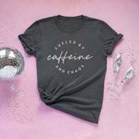 Fueled by Caffeine & Chaos Gray + Silver - Paige Tee