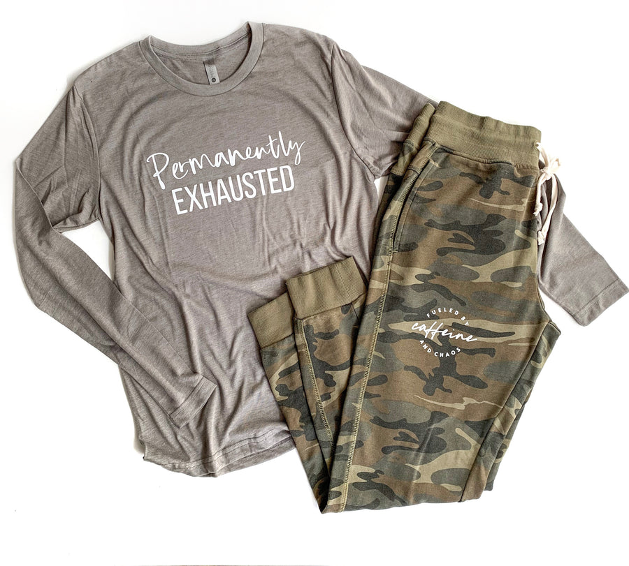 Fueled by Caffeine & Chaos Camo Joggers  [Ships in 3-5 business days]
