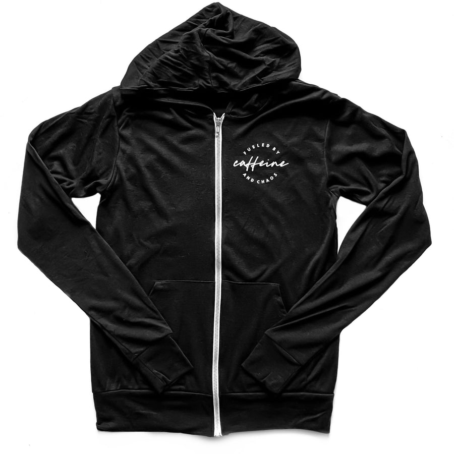 Fueled by Caffeine & Chaos Unisex Zip Up Hoodie [ships in 3-5 business days]