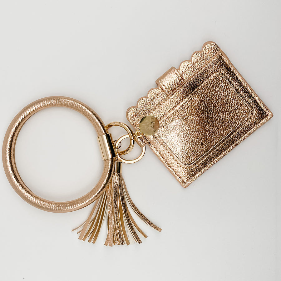 Rose Gold Keychain Bracelet + Wallet
