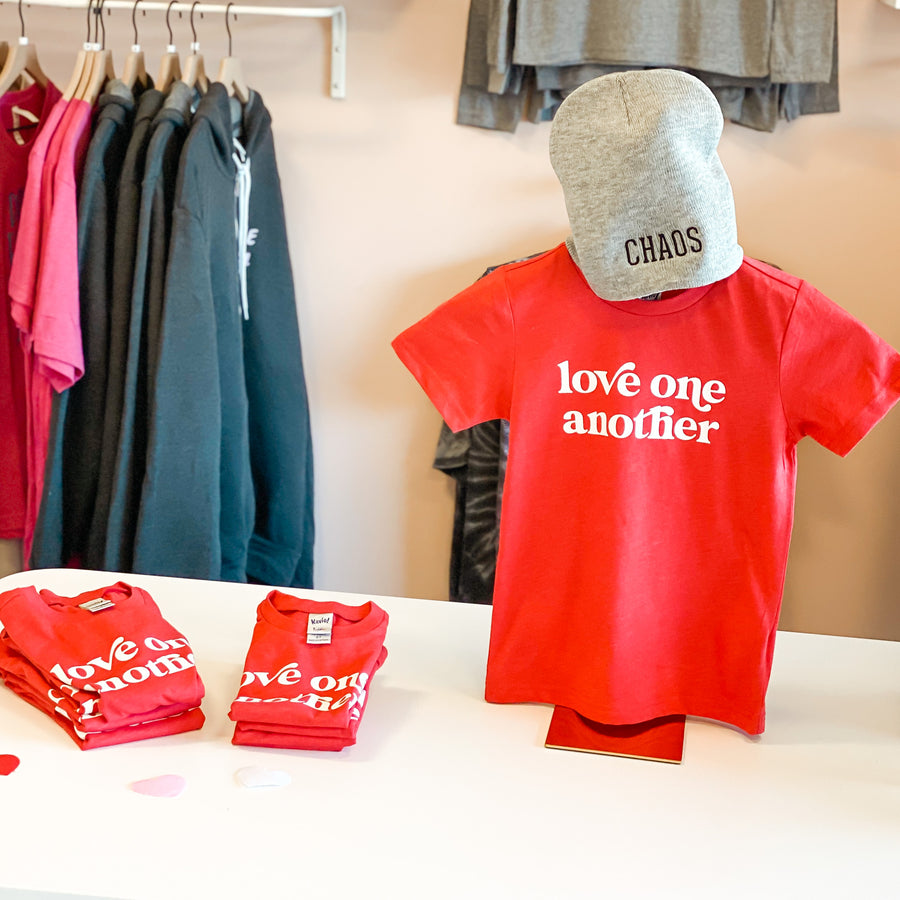 Love One Another RED Kids Tees [ships in 3-5 business days]