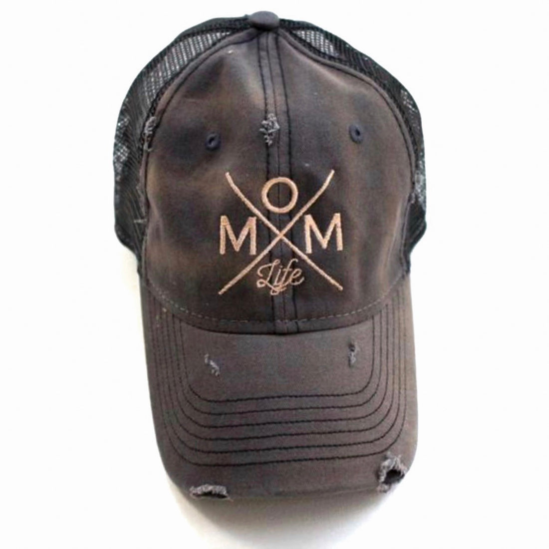 Mom Life Distressed Hat - Solid Colors