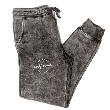 Fueled by Caffeine and Chaos Mineral Wash Joggers (SM)