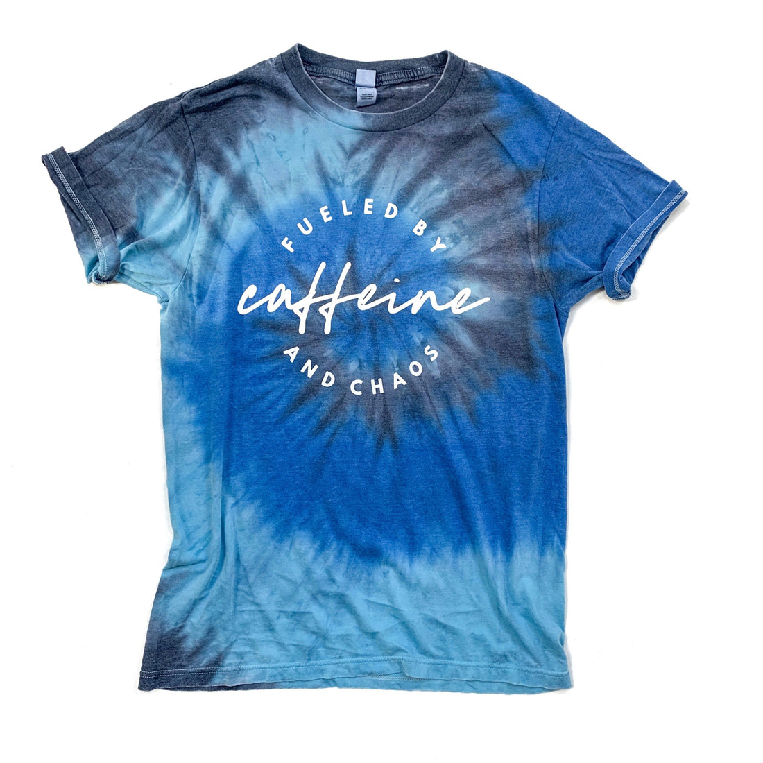 Fueled by Caffeine and Chaos Burnout Tie Dye Tee [ships in 3-5 business days]