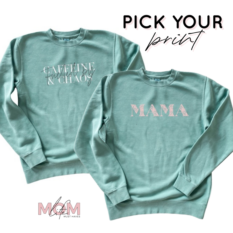 Pick Your Print: Washed Mint Unisex Pullover [Ships in 3-5 business days]
