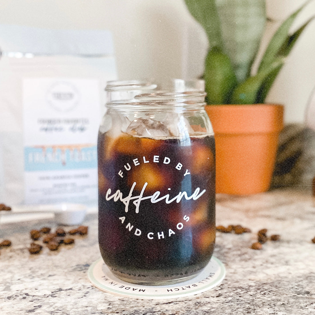 Fueled by Caffeine & Chaos Mason Jar - Coffee Club Add On