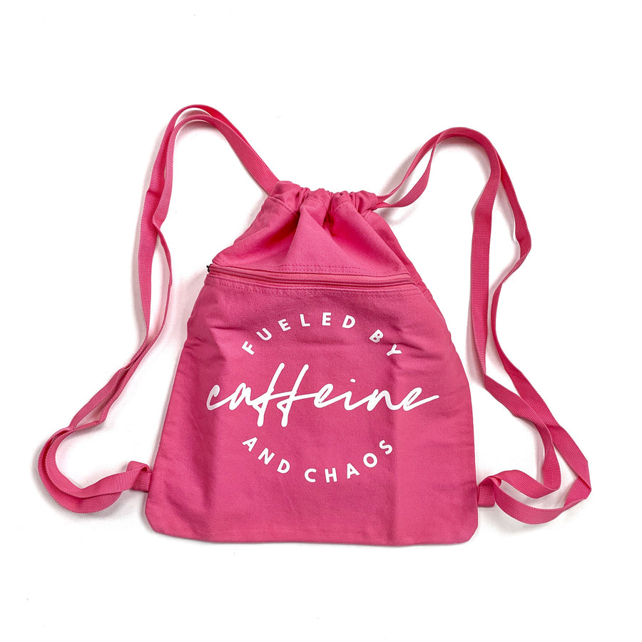 Fueled by Caffeine and Chaos Cinch Backpack -