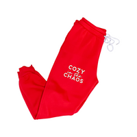 FINAL SALE FLAWED: Cozy in The Chaos Red Fleece Joggers