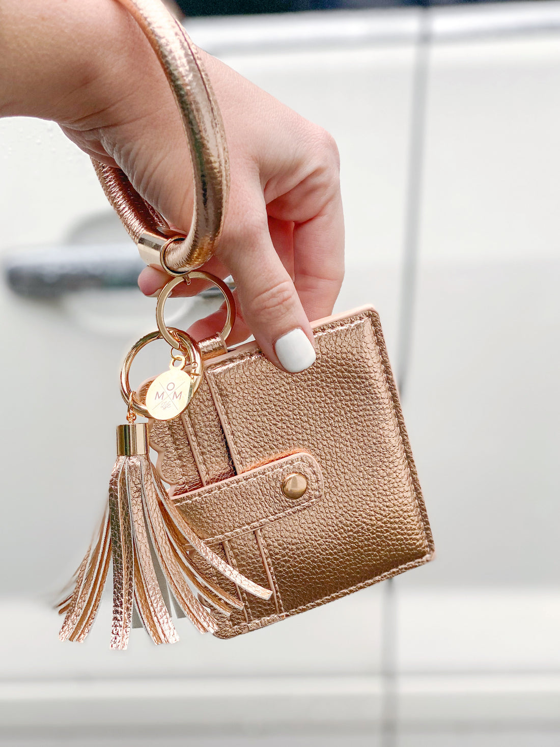 Rose Gold Keychain Bracelet + Wallet