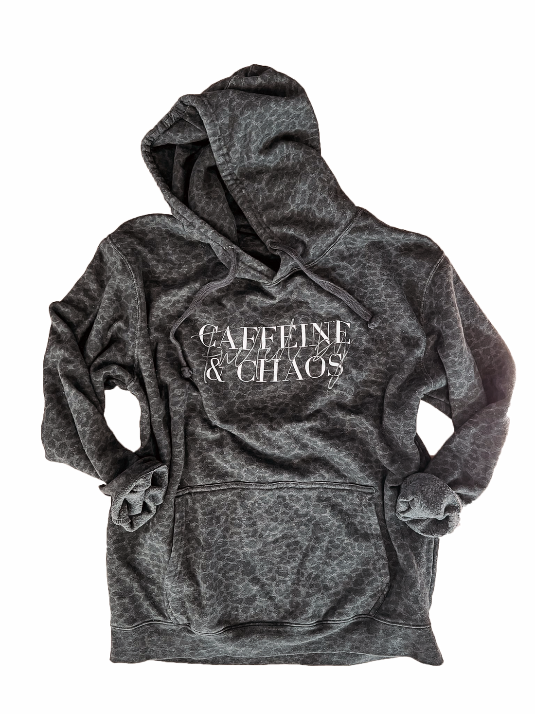 PREORDER: Fueled by Caffeine & Chaos - Black Leopard Hoodie
