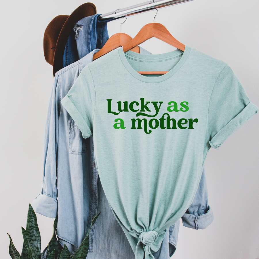 Lucky as a Mother - Dusty Blue Paige Tee